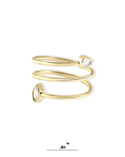 انگشتر فنری نگین اشکی مه گالری